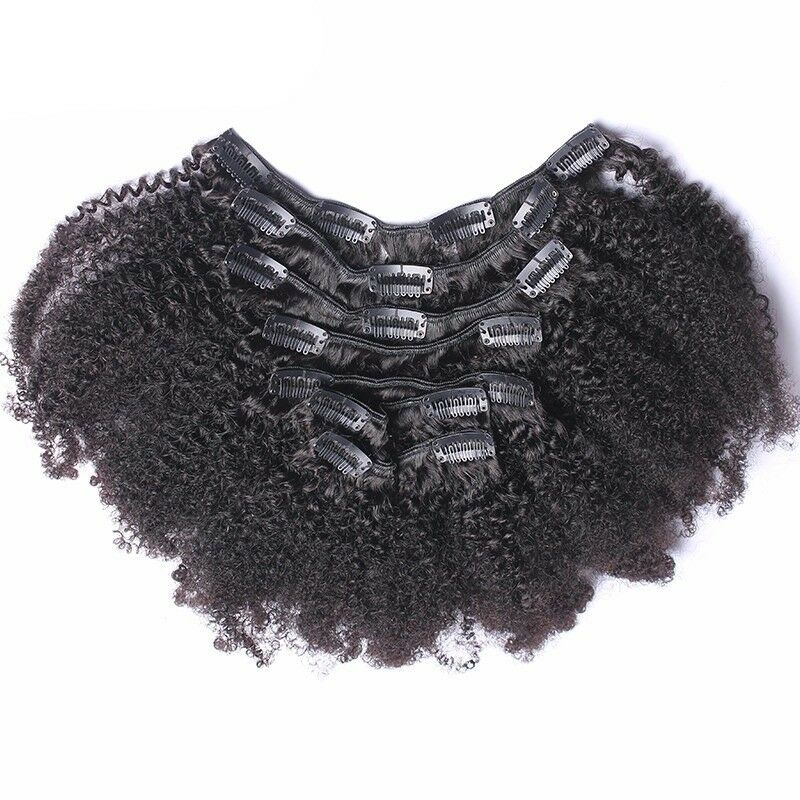 Afro Kinky Curly Top Quality Clip In Hair Extensions 100% Human Hair Remy Virgin Seamless Clip In Hair Extension